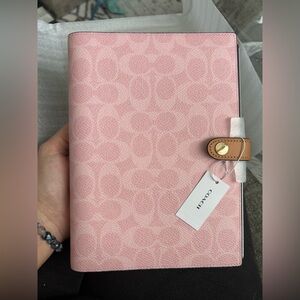 Coach powder pink Signature Canvas Notebook